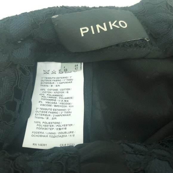 Pinko Womens Blue Black Floral Comfort Back Zip Ruffle A Line Skirt Size 8 - Picture 6 of 13